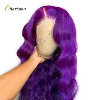 Lace Wigs Charisma Long Body Wave Lacr Front Side Part Synthetic for Women Purple Natural Hairline 220919