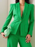 Kadınlar Suits Kadın Blazers Kumsvag 2022 Yaz Kadın Takımları Ceketler Sıradan Katı Eklenmiş Tek Düğmesi Kadın Zarif Sokak Ol Blazer