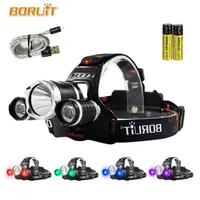 BORUIT UV 5000Lm T6 LED Headlamp 3 Modes High Power Headlight Purple Light For Camping Fishing 18650 Battery Head Torch 4 Color243O