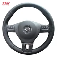 Yuji-Hong Artificial Leation Wheel Caps Caso para Volkswagen VW CC Tiguan Passat Touran Golf 6 Costamento de mão 287D