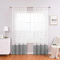 Curtain Embroidered Sheer Curtains For Living Room Bedroom Tulle Gray The Kitchen Decoration Window Treatments Drapes
