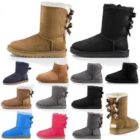 Wholesale Women Girls Designer Shoes Boots Outdoor Ankle Snow Boot Fur Leather Chestnut Midnight Blue Black Grey Platform Winter Booties