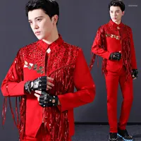 Herrdräkter Bar DJ Costumes Manliga män Sångare Trend Su Liang Film Performance Stage Wear kläder 2022 Herr Fashion Party Blazer Jacket