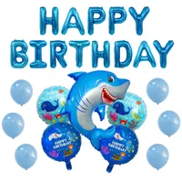 Ocean World Sea Animal Balloons Set Happy 1 2 3 Years Birthday Party Decoration Mermaid Sea Themes Baby Shower Foil Ballon