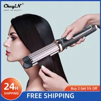 Hair Curlers Straighteners CkeyiN 2 In 1 Hair Straightener and Curler Curling Iron Fast Heating Straightening LED Display Hair Salon Styling Tools T220916