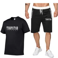 Men&#039;s Tracksuits Uyuk Summer Men&#39;s Tracksuit TRAPSTAR Printed Two Piece Men Brand Cotton Short Sleeve T-shirt Shorts Casual Sports Set