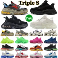 Designer Triple S Sneakers Casual Men Luxury Shoes Clear Sole Black White Beige Teal Blue Bred Red Pink Mens Women Outdoor Platform Trainers