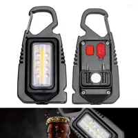 Taschenlampen Taschenlampen Mini -LED tragbare USB -Ladung für den Outdoor -Flaschenöffner leistungsstarker Key Ring Work Light Wanderung