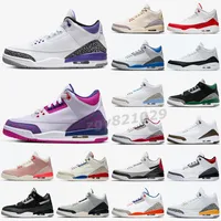 Top Quality 3s Basket ball Shoes 3 Midnight Navy Racer Blue Fragment Court Purple Cool Grey UNC Tinker Mens Sports Trainers Sneakers z5