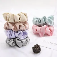 100% Pure Mulberry Silk Hair Ties Satin Scrunchies Women Elastic Rubber Girls Solid Ponytail Holder Rope Hair Accessories Set 20pcs2705