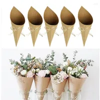 Party Decoration 50pcs DIY Vintage Kraft Paper Confetti Cones Wedding Flowers Bouquet Holder Candy Gift Packing Valentine&#39;s Day Decor