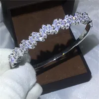 Office Lady Baguette Cuff Bridal Bracelet Diamond S925 Silver Loving Bangle for Women Wedding Jewelry2674
