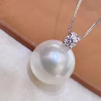 Natural Pearl Pendant Gold Plated and S925 Silver Necklace Freshwater White Pink Purple Strong Light Round 10-11mm