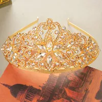 Hair Clips Green Red Rhinestone Bridal Jewelry Gold Plating Color Moroccan Women Crown Tiaras Mulism Islam Fashion Hairwear