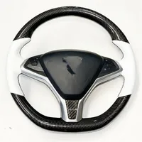 DIY CAR рулевого рулевого колеса углеродное волокно белая кожа для Tesla Model S Model X199U
