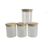 DIY SUBLIMATION 6oz Tumbler Glass Can With Bamboo Lid Candle Jar Food Storage Container Clear Frosted Home Kitchen Supplies Portable Sea Shi