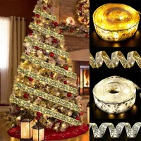 Ornamenti dell'albero di Natale in oro a LED LED LIGHT Nastro di seta 0,05x2m 20 lampada che avvolge i nastri arredamento natalizio 18MD D3
