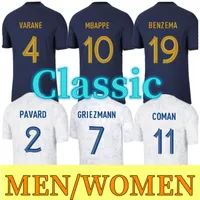 Volledige sets 2022 Soccer Jersey 2023 Benzema Mbappe Griezmann Saliba Coman Pavard Kante Kante Maillot de voet Maillots Women Men Football Shirt 22 23