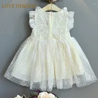 Девушка платья любят Ddmm Girls Wing Детское ношение сладкого цветочного платья детская одежда для остумов повседневные наряды