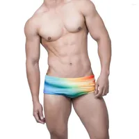 Мужские купальные костюмы T19 красочный принт сексуальный узкий низкий уровень талии мужской боксерский бассейн Бикини.