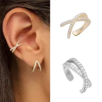 Charm Aide Cross Ear Cuff Non Pierced Earrings for Women 925 Sterling Silver Micro Pave CZ Small Clip on Cartilage Jewel 1PC 220920