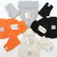 Men Designer Beanie Hat Glove Sets Winter Knitted Hats Women Solid Color Beanies Cap Gloves Warm Caps307O