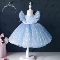Sukienki dziewczyny 15 -letnia cekin elegancka suknia tiulowa księżniczki dla dzieci Presidos ślubne maluchowe dziewczynki 1st urodziny sukienki J220907