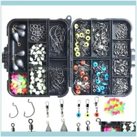 Sports & Outdoors251Pcs Box Fishing Aessories Kit With Swivels Hooks Sinker Weights Slides Beans Float Bobbers Carp Tackle Box Drop Del230d