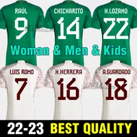 3xl 4xl 2022 MEXICO SOCCER JERSEY Fans Joueur Version H. Losano Chicharito G Dos Santos 22 23 Football Shirt Woman Men Kids Kits Kits Set