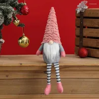 Décoration de fête Q0KF Christmas Gnome Holid Spiral Hat à la main Tomte en peluche Ornements de maison de table