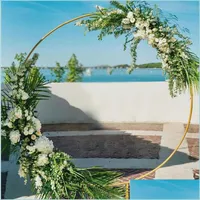 Party Decoration Iron Circle Wedding Birthday Arch Background Wrought Props Single Flower Outdoor Lawn Mesh Screen Road Guide Drop De Dhcqn
