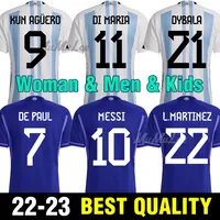 3xl 4xl 22 23 Argentinien Fußball -Trikot -Spieler Fans Version Fußball -Shirt 2022 2023 di Maria Dybala Lo Celso Maradona Frau Männer Kinder Kit Home Away Uniformen