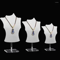 Jewelry Pouches Acrylic Mannequin Necklace Display Holder Bust Stand Pendant Chain Chokers Rack Storage Organizer Pography Prop