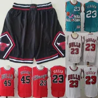 2021 Chicago''bulls''men Jersey 45 23 Michael MJ Throwback Basketball Shorts progareys Red Black White Beige Blue