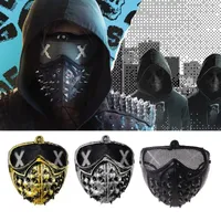 Halloween Supplies Punk Devil Anime Half Face Mask Plastic Rivets Metallic Color Ghost Masquerade Death Cosplay Costume Stage Party Props
