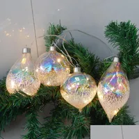 Decoração de festa 8pcs/pacote small size iluminação pingente de vidro do dia de Natal pendurada bola de cebola de cebola de casca de cone 2021 h dhwik