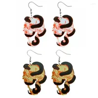 Dangle Earrings Arrivals The Snake Skull Printed White And Mirror Gold Acrylic Horror Skeleton Punk Style Fashion Jewelry