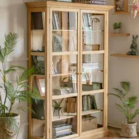 Haken Massives Holz Glas Bücherregal mit Tür Essschrank Regal moderne minimalistische Bodenstudienbuchhandlung Display