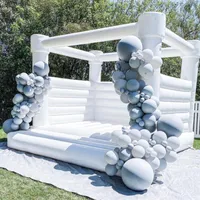 11 5x11 5ft Family Trampolines Inflatable White Wedding Jumper PVC Bouncy Castle Moon Bounce House Bridal Bounce House322u