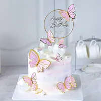 Feest Gunst 11pcs/Set Happy Birthday Fairy Butterfly Cake Topper Paper Poze Decorations For Kid Decor Baby Shower Cadeau