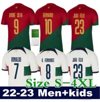2022 Portoghese maglia calcistica Bruno diogo J. Danilo Portuguesa J. Otavio Ronaldo Joao Felix Shirt calcistico Bernardo Portugieser Men Kid Kit Set S-4xl