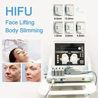 Spa Taşınabilir HIFU Yüksek Yoğunluklu Odaklı Ultrason Güzellik Ekipmanı Yüz Cilt Kaldırma Vücut Zayıflama Kırışıklık Cilt Sıkma Güzellik Makinesi 5 Kartuşlu