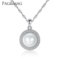PAG&MAG Classic Round 925 Sterling Silver Pendant Necklace with 9-9 5mm Pearls Natural Freshwater Pearl Fine Jewelry 001 201223247e