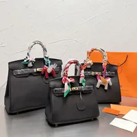Bag Birkins Designer Handbags Platinum Togo Cowhide Lychee Pattern Leather Hand Lock Black Versatile Leisure Light Luxury 3 Size Zc