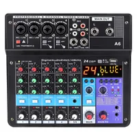 Audiomixer 6-kanalen geluidskaart met Phanton Power BT USB Reverb voor Stage Compute Live Streaming Studio Recording Microfone