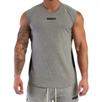 Herenpakken Aankomst grijs katoen zomer sport heren fitness hardlopen mouwloos t-shirt slank fit vest training shirt