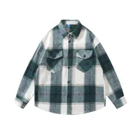 Shirts Men Plaid Printed Button Up Flannel Blouse Long Sleeve Shirt Fashion Casual Hip Hop Tops