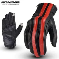 KOMINE Men Motorcycle Gloves Leather Stripe Breathable Biker Gloves Touch Screen Moto Motocross Motorbike Racing Gloves GK-119 2201172528