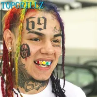 New Seven Colours Teath Grillz Bottom 18k Gold Color Grills Dental Mouth 6ix9ine Hip Hop Fashion Jewelry Jewelry 266y