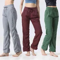 Studio Dance Women's Middle Pants Medio Leisure Slim Fitn Yoga Flare Wide Leg257Q
